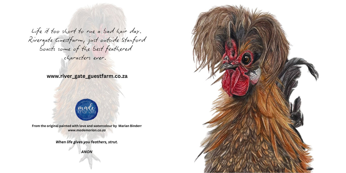 When life gives you feathers, strut (Rooster)- Art Greeting Card