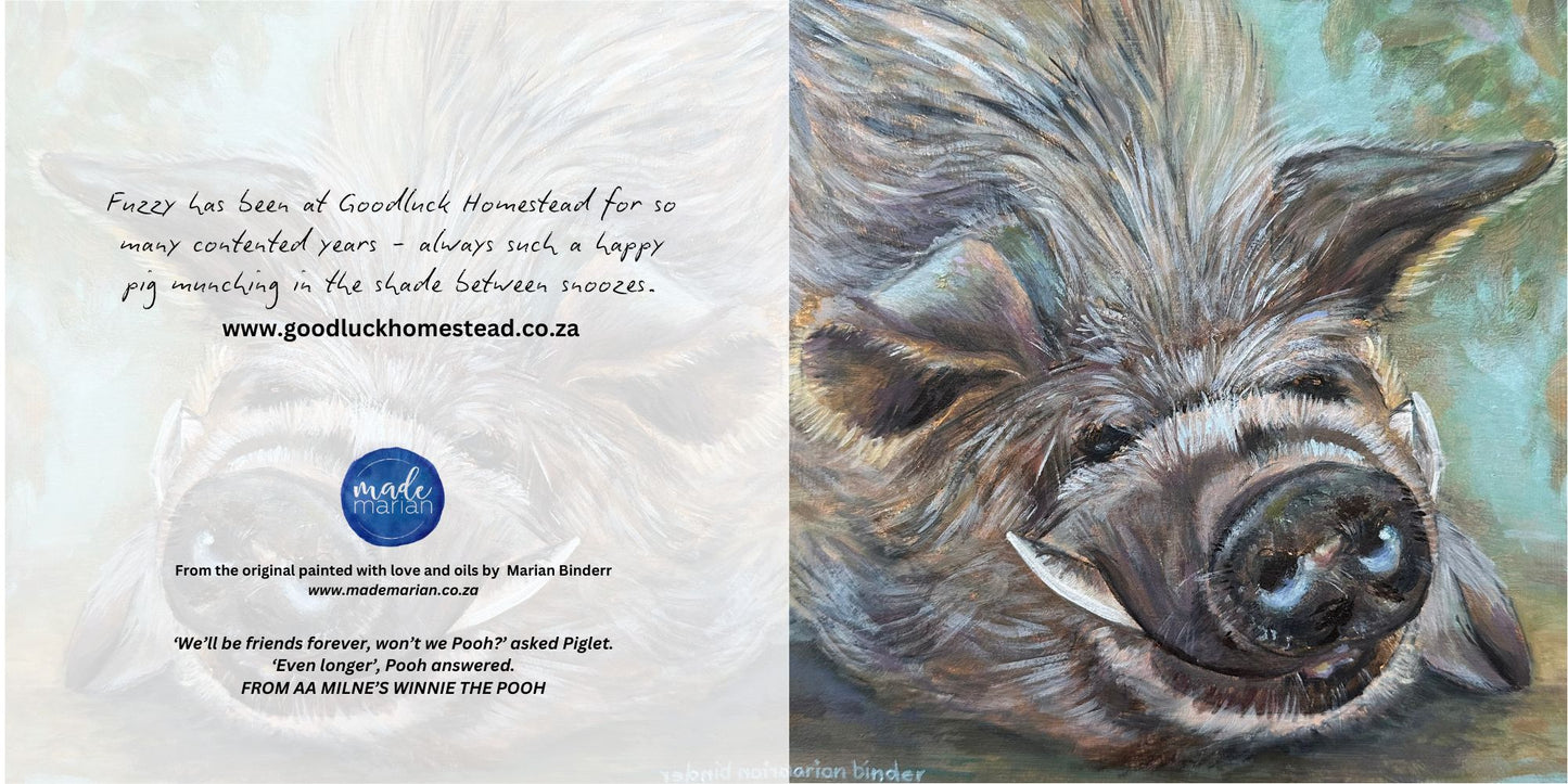 Fuzzy the Big Pig - Art Greeting Card