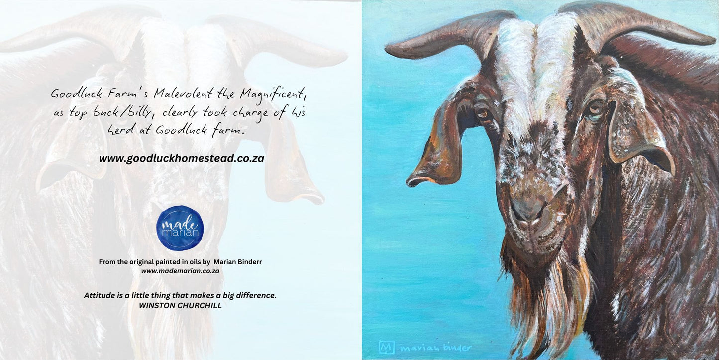 Malevolent the Magnificent Goat - Art Greeting Card
